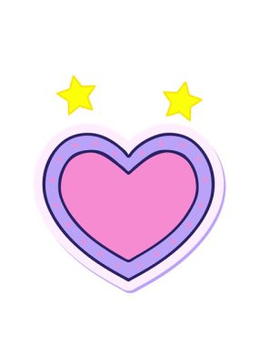 Dönen yıldızlar, dövme çıkartmalarının geleneksel kalp stilinde canlandırılması.