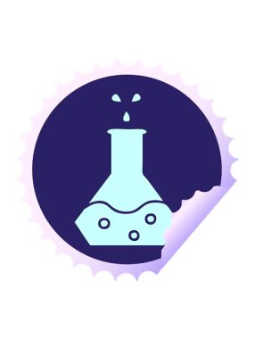 Bir bilim deneyinin dairesel soyulan çıkartma karikatürünün basınçlı animasyonu