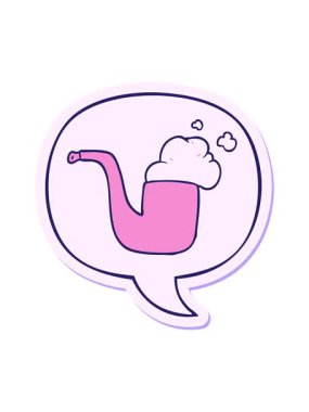 Konuşma baloncuğu çıkartmalı sigara piposunun çizgi film animasyonunu patlatan basınç