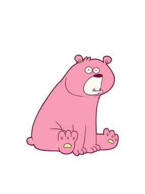 Yanıp sönen radyal çizgiler parlak renkli komik çizgi film ayısının animasyonu