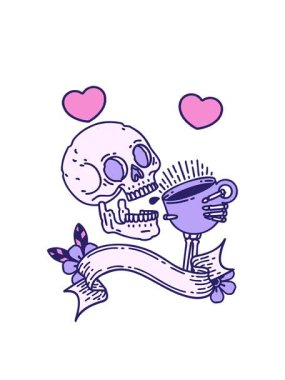 Kahve içen bir kafatası animasyonu