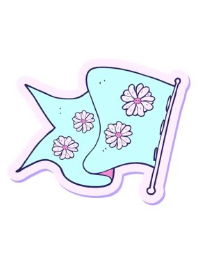 Bir karikatür çiçek bayrağının çıkartmasının canlandırmasını bob ve duraklat