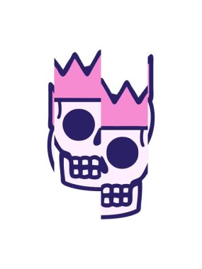 Dövmenin hareketli animasyonu geleneksel bir kafatası ve taç tarzında.