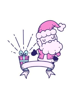 Dövme stili Noel Baba karakterli kaydırma pankartı hareketli animasyonu