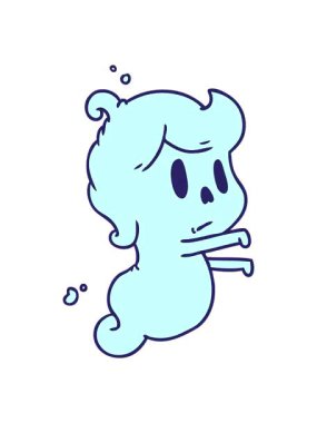 Bir kawaii şirin hayaletinin karikatür çiziminin animasyon efekti