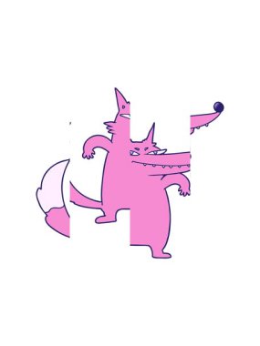 Bir tilki çizgi film karakterinin bölünmüş hareket animasyonu