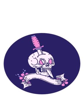 bir kafatası pankartıyla simgenin hareketli animasyonu