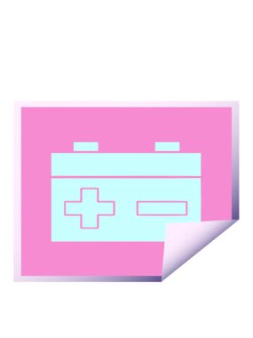 Bir araba aküsünün kare soyulmuş çıkartma çizgi filminin hareketli animasyonu