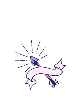 Dövme stili eski çakmaktaşı ucu oklu kaydırma flamasının zıplama hareketi animasyonu