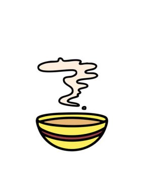 Yanıp sönen radyal çizgiler buharda pişen Japon miso çorbasının animasyonu