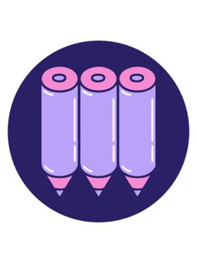Renkli kalemlerin dövme stili görüntüsünü salla ve duraklat