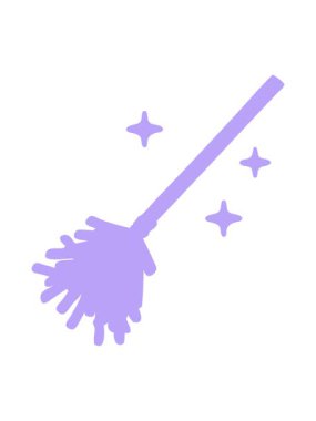 Sihirli süpürge sopası süpürücü ikonun çizgi karalamalarının hareketli animasyonu