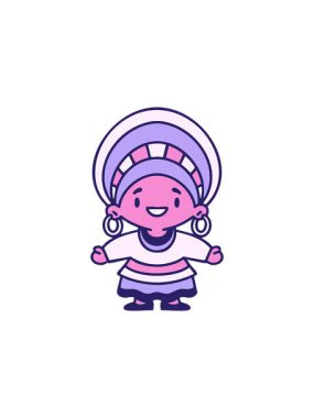 Geleneksel kıyafet karikatüründeki Brezilyalı kadının radyoaktif parlayan animasyonu