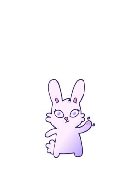 Sevimli vektör gradyan çizim çizgi film tavşan sallama animasyonunu genişletiyorum