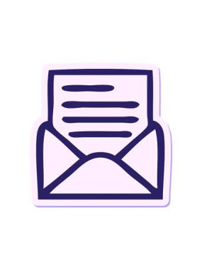 Tatlı bir karikatür mektubu ve zarfın hareketli çıkartması