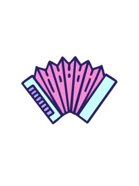 Geleneksel bir akordeon Brezilya enstrümanının yükseliş ve yüzme animasyonu