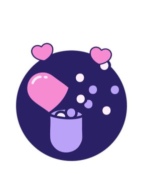 Açık tıbbi kapsül hapı ikonunun dönen kalp animasyonu