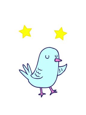 dönen yıldızlar el çizimi çizgi film kuşunun animasyonu