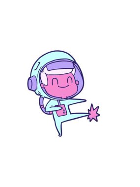 Mutlu astronot çizgi filminin yatay titreşimli animasyonu