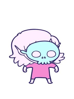 Kafatası maskesi takan mutlu elf kızı hareketli animasyonu