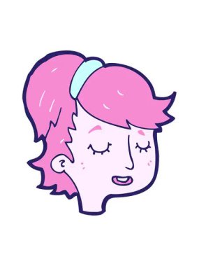 Çizgi filmin güzel kadın yüzünün animasyonunu görüntüle