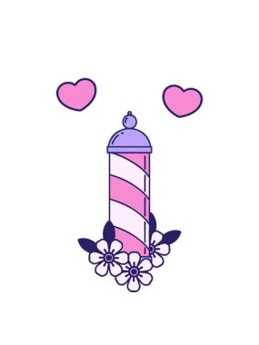 geleneksel stil bir berber direği dövmesinin dönen kalp animasyonu