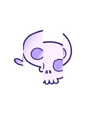 Korkunç kafatası maskesi karikatür animasyonunu bölme hareketi