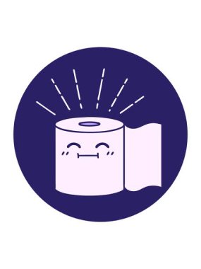 Dövme stili tuvalet kağıdı karakterinin basınçlı animasyonu