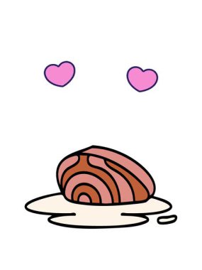 geleneksel Japon saşimi diliminin dönen kalp animasyonu