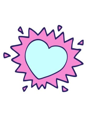 Çizgi film karikatürünün hareketlerini salla ve durdur. Alevli kalp.