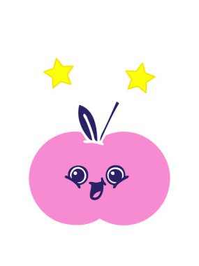 dönen yıldızların canlandırması düz renkli bir elmanın retro çizgi filmi