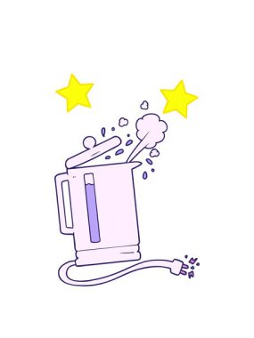 dönen yıldızlar çizgi film animasyonu elektrikli su ısıtıcısı kaynıyor