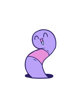 Çizgi filmdeki neşeli solucanın gösterişli satış animasyonu.