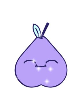 Parıltı efekti yeşil armut resminin sevimli karikatürü