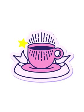 Parıldayan yıldızlar, dövme stili çıkartmasının bir fincan kahveyle canlandırılmasını etkiler.