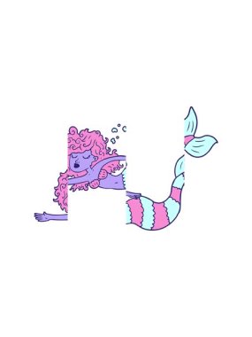 Karikatür denizkızının bölünen hareketi