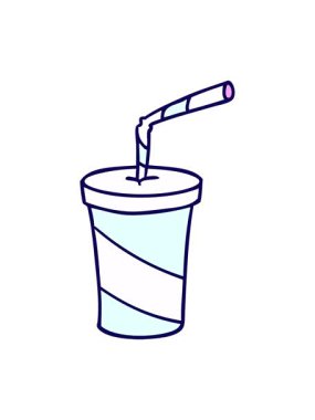 Elle çizilen çizgi filmin neon ışığı animasyonu fast food içeceği karalaması