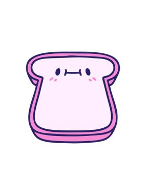 Dikkat çekici bir çizgi film karakteri. Yüzü olan bir dilim ekmek.