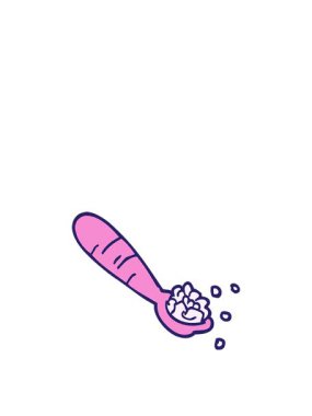 Kalk ve çizgi film animasyonunu yap. Patates püresi kaşığı.