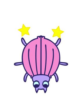 dönen yıldızlar çizgi film böceğinin animasyonu.