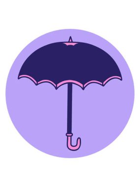 Bir şemsiyenin çizgi film tasarımının canlandırma efektini göster