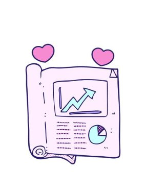 freehand çizilmiş iş belgesinin dönen kalpleri animasyonu