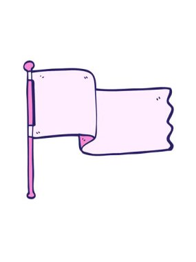 Karikatür karalamalarının titreşimli hareketi beyaz bayrak sallıyor