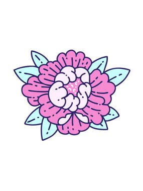 Dövmenin titreşimli animasyonu geleneksel çiçek stilinde.