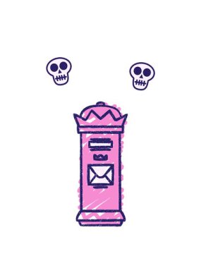 İngiliz Posta Kutusu Tebeşir Çiziminin dönen kafatası animasyonu