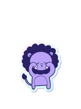 Ağlayan bir çizgi film aslanının çıkartmasını uzatıyorum.