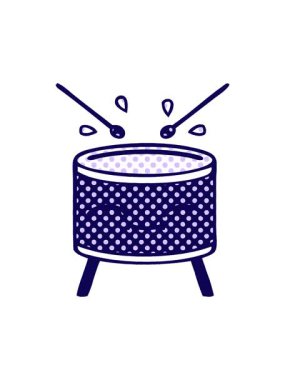 Bir davulun çizgi roman tarzı çizgi filminin neon ışık efekti animasyonu