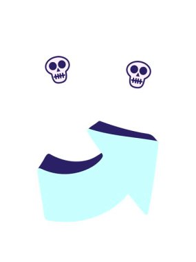 karikatür elementinin ok gösteren kafatası animasyonu