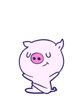 Gülümseyen çizgi film domuzunun animasyonunu genişletiyorum.