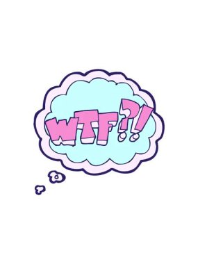 freehand çizilmiş düşünce baloncuğu WTF sembolünün dönen hareket animasyonu